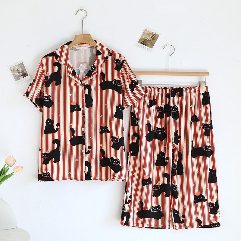 ชุดนอน Muslin Pajamas Organic bamboo รุ่น Black Cat (A1018 B1018 E1018)|ชุดนอนผู้หญิง