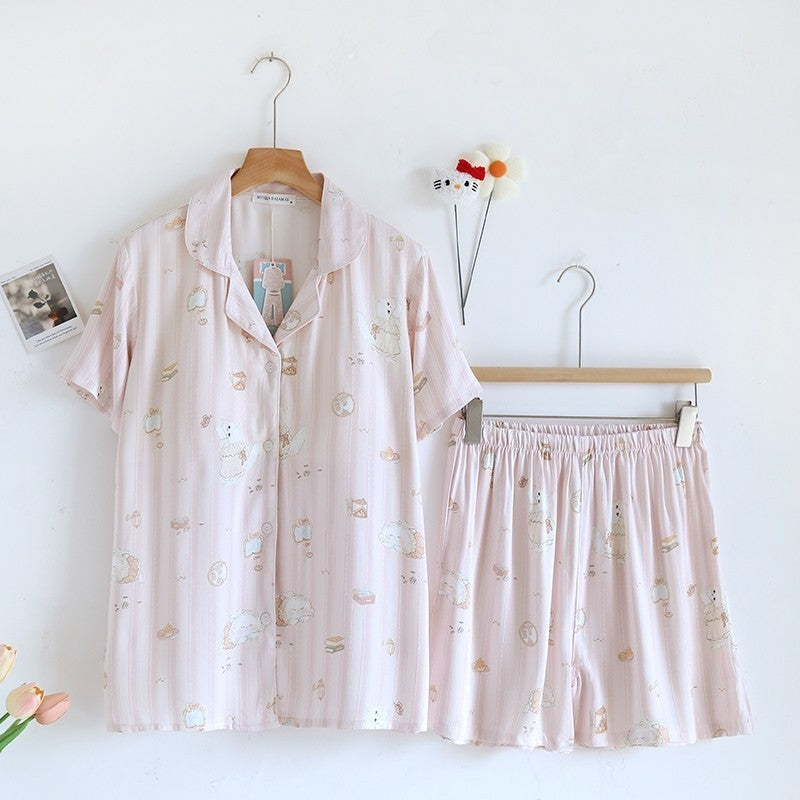 ชุดนอน Muslin Pajamas Organic bamboo รุ่นKitty Marshmallows(A1030 B1030 E1030)|ชุดนอนมีบรา