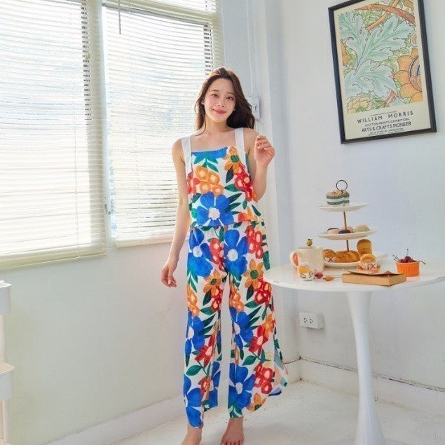 ชุดนอน Muslin Pajamas Silk Satin รุ่นดอกไม้หลากสี( K1101 L1101 N1101 R1101 T1101)|ชุดนอนผู้หญิง,ชุดนอนสายเดี่ยว