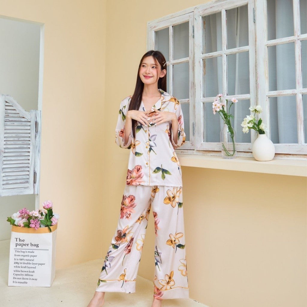 ชุดนอน Muslin Pajamas Silk Satin ( P997 )