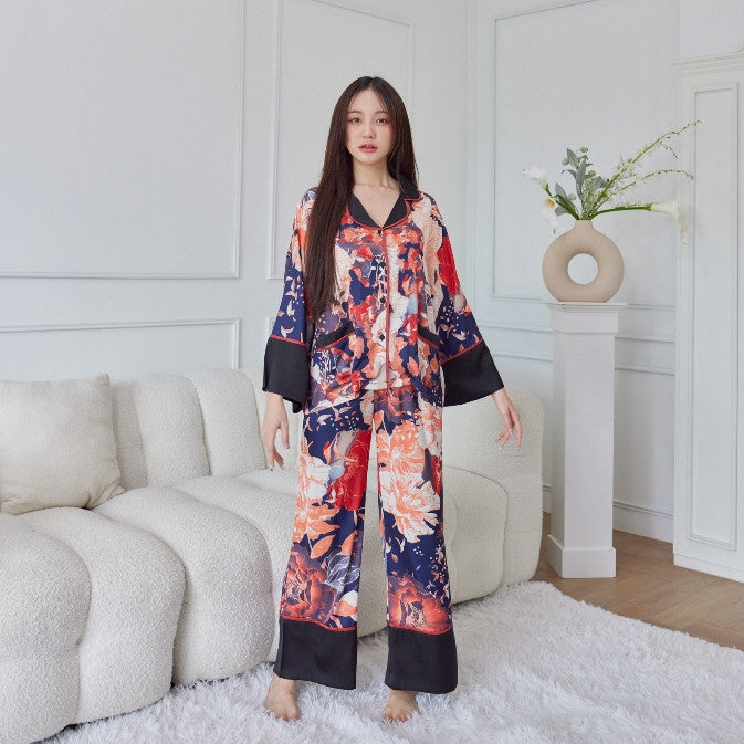ชุดนอน Muslin Pajamas Silk Satin รุ่นEbony Tiger Lily (L941 N941 P941 T941)|ชุดนอนผู้หญิง,ชุดนอนชุดเที่ยว