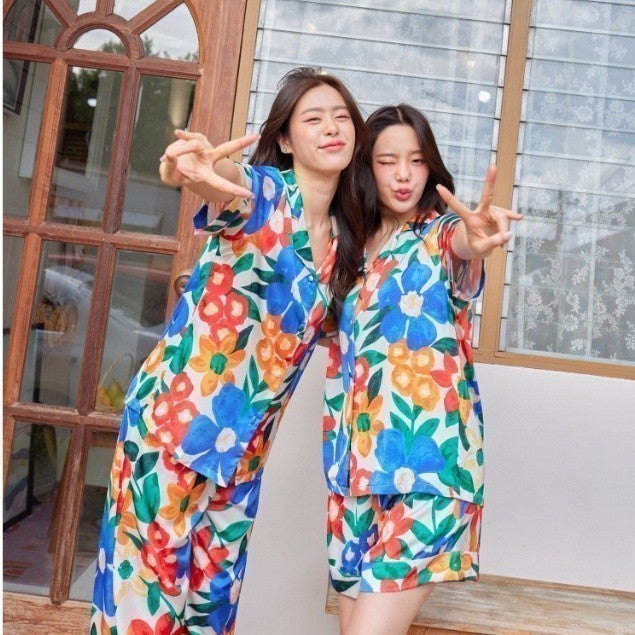 ชุดนอน Muslin Pajamas Silk Satin รุ่นดอกไม้หลากสี( K1101 L1101 N1101 R1101 T1101)|ชุดนอนผู้หญิง,ชุดนอนสายเดี่ยว
