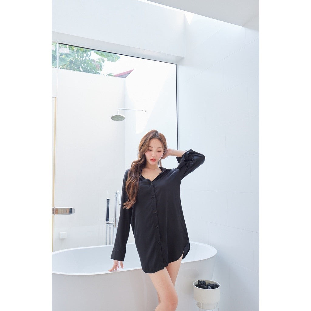 ชุดนอน Muslin Pajamas Silk Satin รุ่นสีพื้น (K1083 K1084) | ชุดนอนผู้หญิง,ชุดนอนชุดเที่ยว