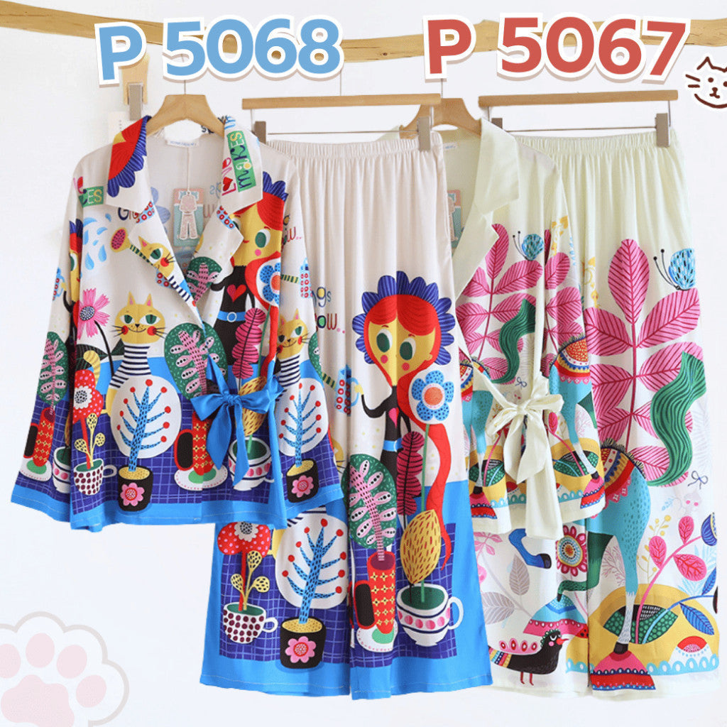 ชุดนอน Muslin Pajamas Silk Satin (T5068 P5067 P5068)