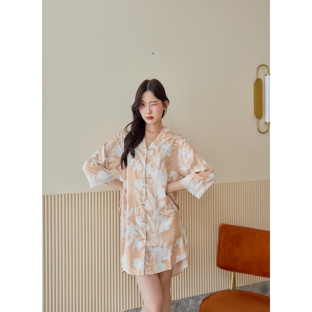 ชุดนอน Muslin Pajamas ชุดนอน Silk Jacquard ( K4047 K4048 K4049 )