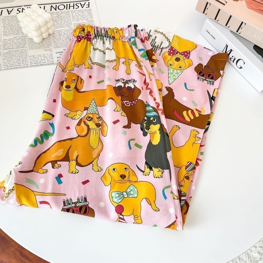 ชุดนอน Muslin Pajamas Organic bamboo รุ่น Dog Happy(A417 G417)|ชุดนอนชุดเที่ยว,ชุดนอนผู้หญิง