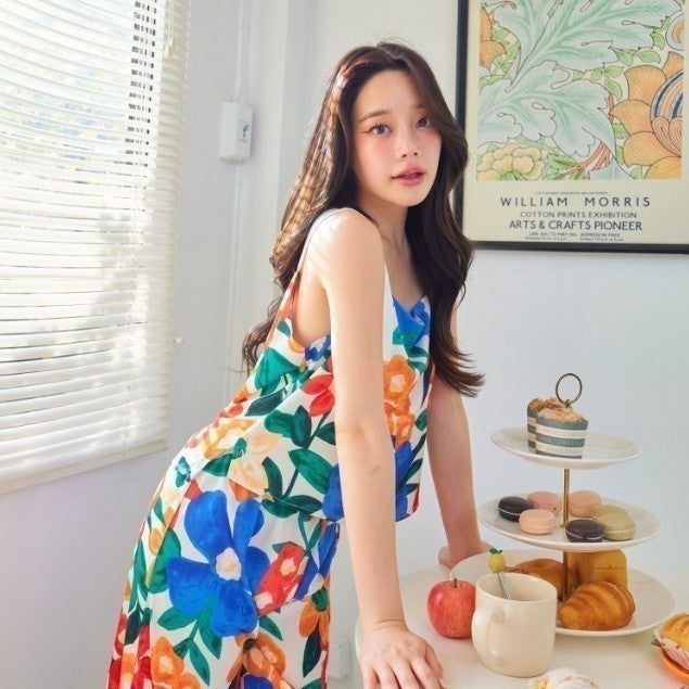 ชุดนอน Muslin Pajamas Silk Satin รุ่นดอกไม้หลากสี( K1101 L1101 N1101 R1101 T1101)|ชุดนอนผู้หญิง,ชุดนอนสายเดี่ยว