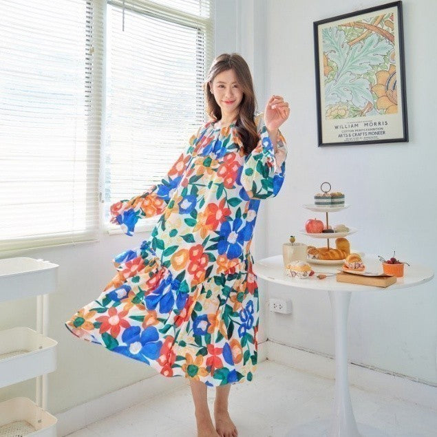 ชุดนอน Muslin Pajamas Silk Satin รุ่นดอกไม้หลากสี( K1101 L1101 N1101 R1101 T1101)|ชุดนอนผู้หญิง,ชุดนอนสายเดี่ยว