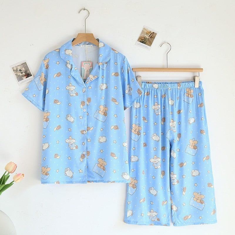 ชุดนอน Muslin Pajamas Organic bamboo รุ่น Blue Rabbit kook (A1022 B1022 E1022)| ชุดนอนผู้หญิง