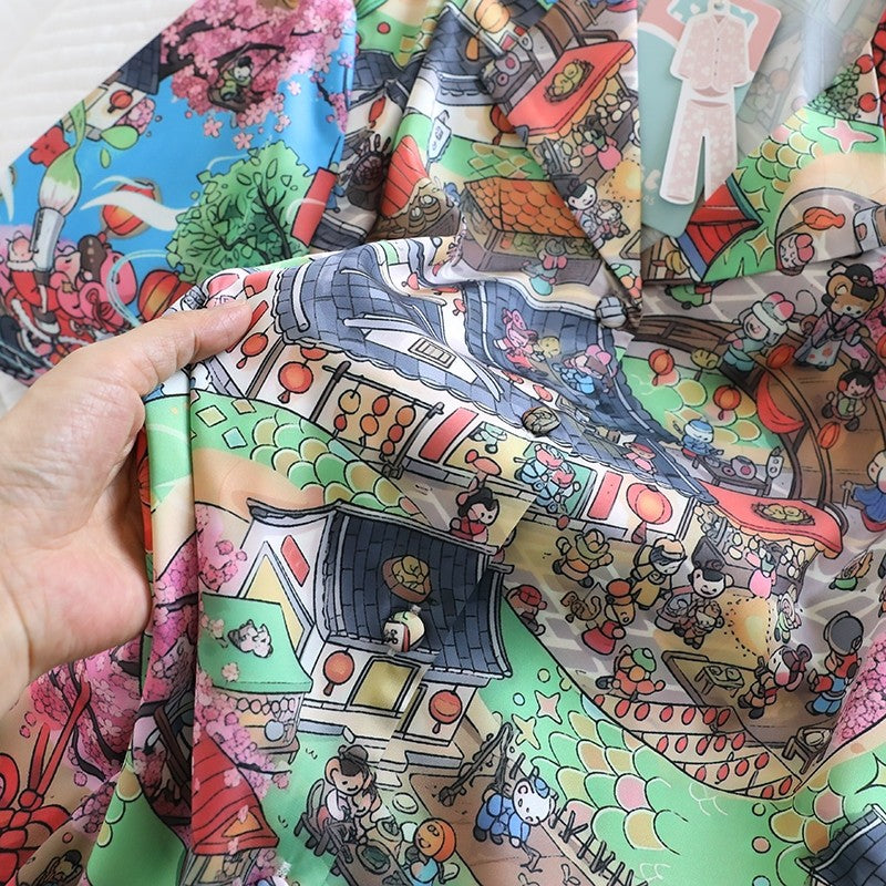 ชุดนอน Muslin pajamas Silk Satin รุ่น Festival Town (N5119 T5119) | ชุดนอนผู้หญิง