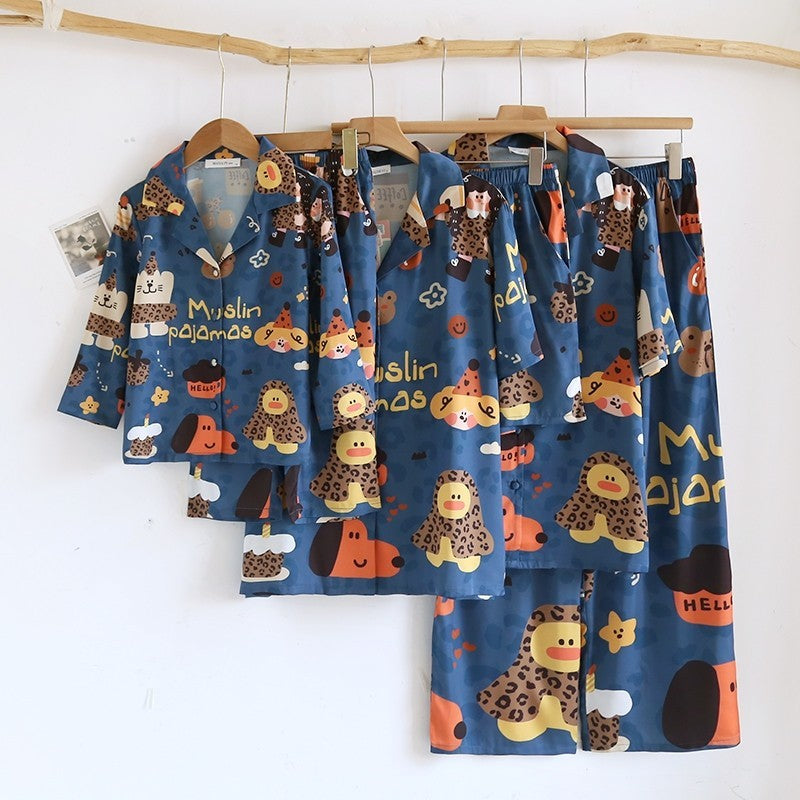 ชุดนอน Muslin Pajamas Silk Satin รุ่น Dessert and Buddies (N5116 T5116 M5116) | ชุดนอนแม่ลูก