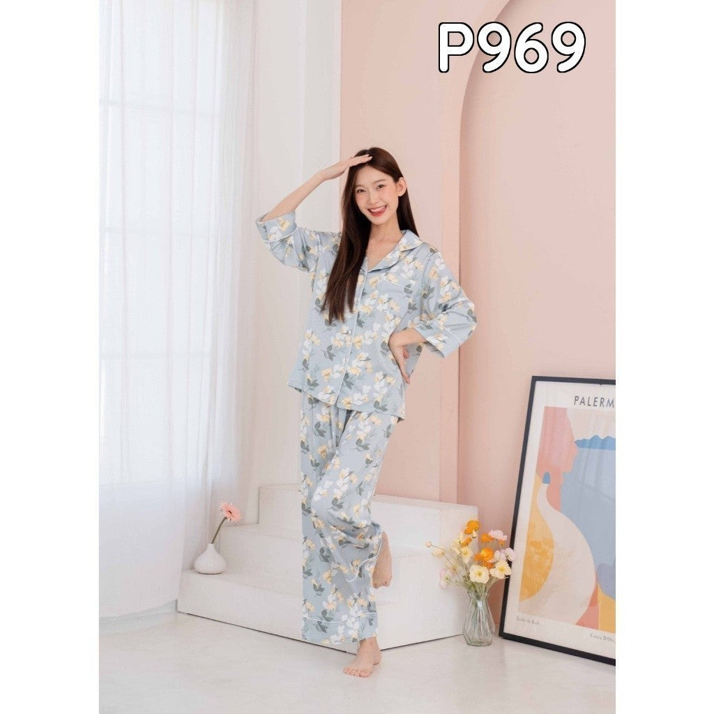 ชุดนอน Muslin Pajamas Silk Satin ( P969 )