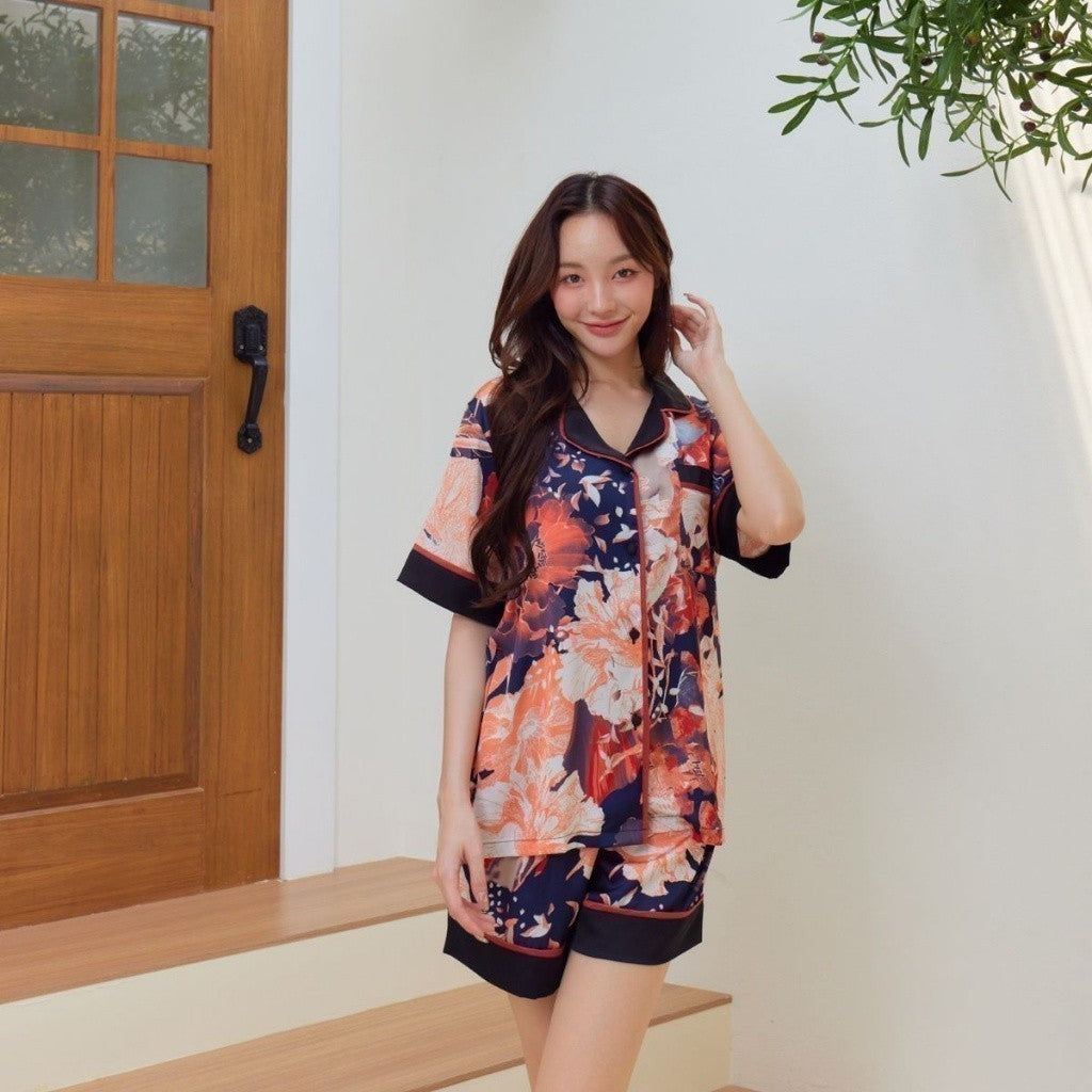 ชุดนอน Muslin Pajamas Silk Satin รุ่นEbony Tiger Lily (L941 N941 P941 T941)|ชุดนอนผู้หญิง,ชุดนอนชุดเที่ยว