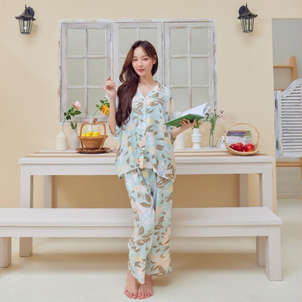 ชุดนอน Muslin Pajamas Organic bamboo (G328 G337) |ชุดนอนชุดเที่ยว,ชุดนอนผู้หญิง