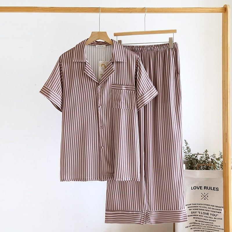 ชุดนอนMuslin Pajamas Collection Muslin Petรุ่นNavy Lines(N3225 N3227 Y3225 T3225 T3227 Y3226 Y3227 Y3233)|ชุดนอนครอบครัว