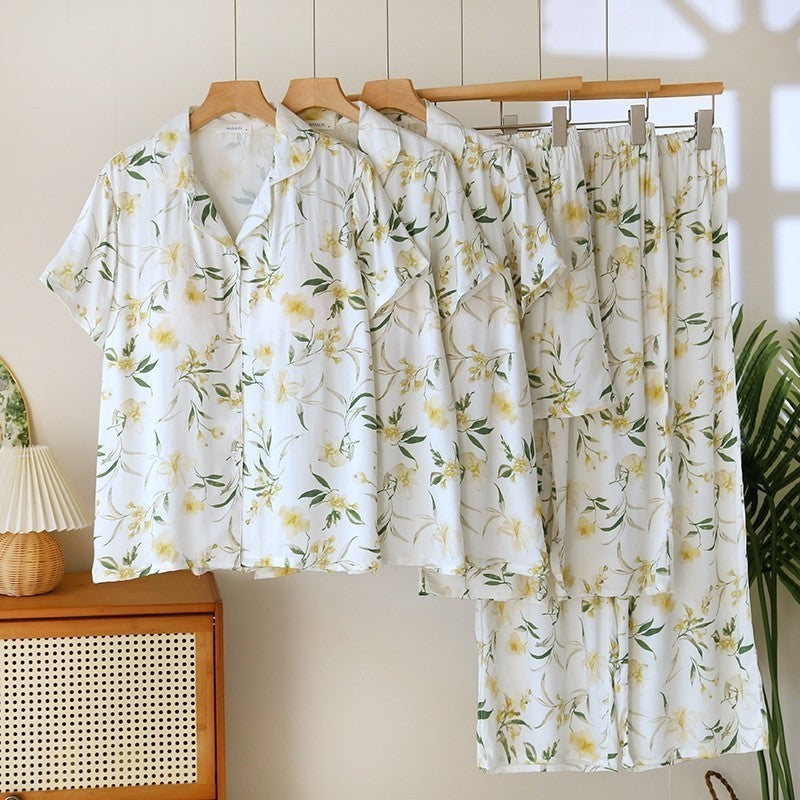 ชุดนอน Muslin Pajamas Organic bamboo รุ่น Flower Blue (A1016 B1016 E1016)|ชุดนอนผู้หญิง
