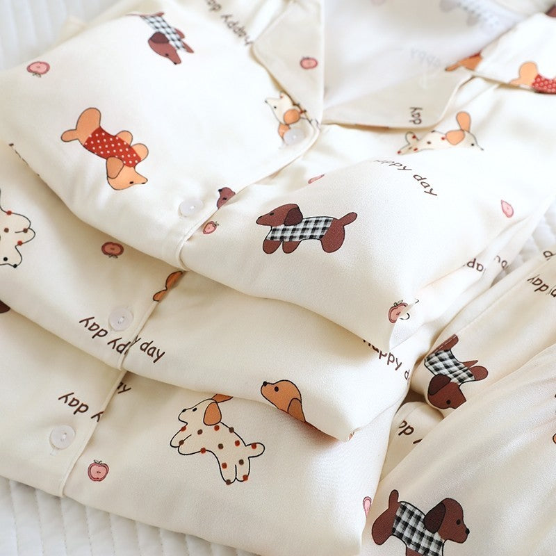 ชุดนอน Muslin Pajamas Organic bamboo รุ่นHappy Dogs Day(A1026 B1026 E1026)|ชุดนอนมีบรา,ชุดนอนผู้หญิง