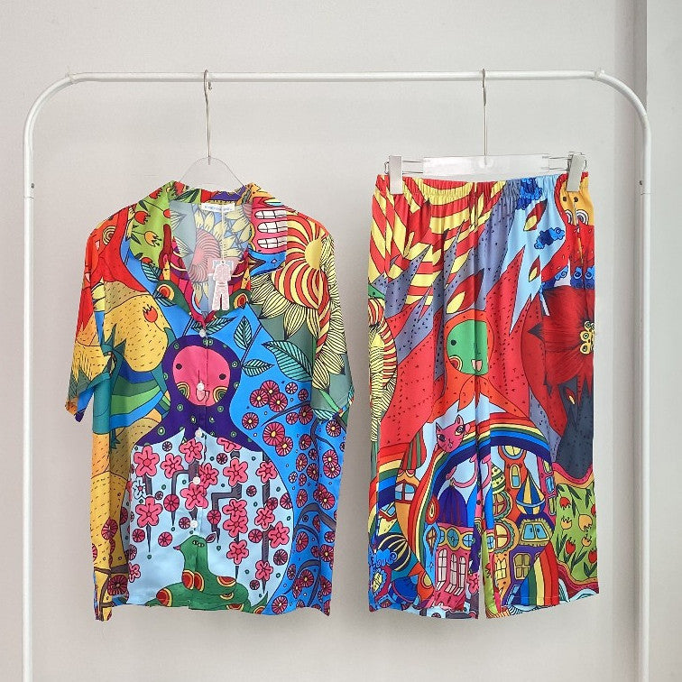 ชุดนอน Muslin Pajamas Silk Satin รุ่น Happy Spring Day (N5007 T5007 L5007)