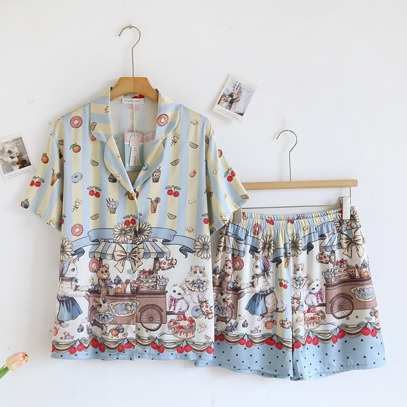 ชุดนอน Muslin Pajamas Silk Satin รุ่นPurrfe Cafe (N2149 T2149 L2149) | ชุดนอนผู้หญิง