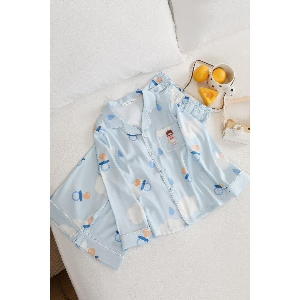 ชุดนอนเด็ก Muslin Pajamas ชุดนอน Silk Satin ( งานชุดนอนเด็ก M4042 M4043 )