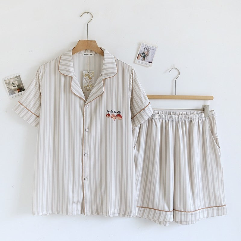ชุดนอน MuslinPajamas CollectionMuslinPetรุ่นLight Gray Stripes (N3238 T3238 Y3238 Y3239 M3238)|ชุดนอนครอบครัว