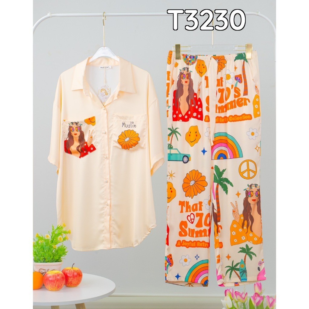 ชุดนอน Muslin Pajamas Silk Satin (T1081 T3224 T3230)