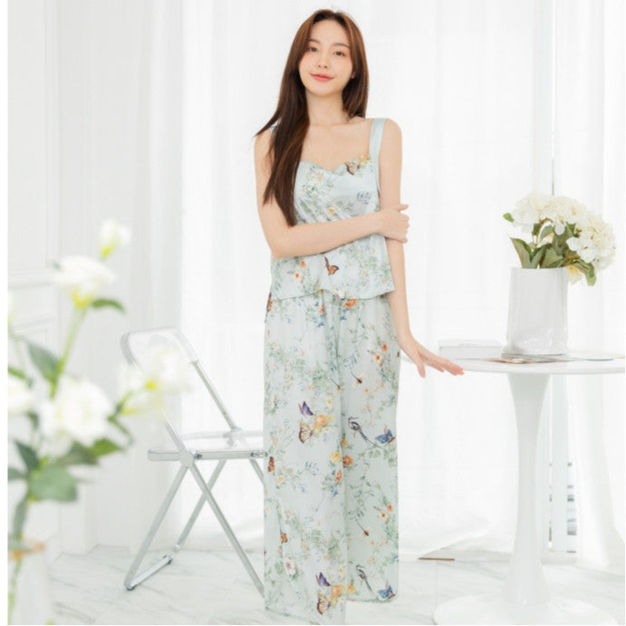 ชุดนอน Muslin Pajamas Silk Satinรุ่นBlossom Butterfly(V128 R128 L128)|ชุดนอนสายเดี่ยว,ชุดนอนผู้หญิง