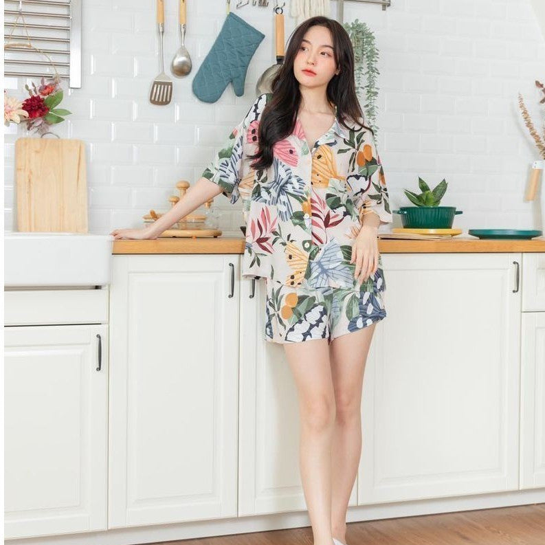 ชุดนอน Muslin Pajamas Organic bamboo รุ่น ผีเสื้อ (A1 C1 G1)| ชุดนอนชุดเที่ยว,ชุดนอนผู้หญิง