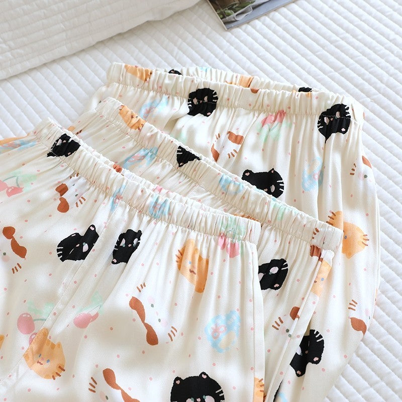 ชุดนอน Muslin pajamas Organic bamboo รุ่นKawaii Cats (A1028 B1028 E1028)|ชุดนอนมีบรา,ชุดนอนผู้หญิง