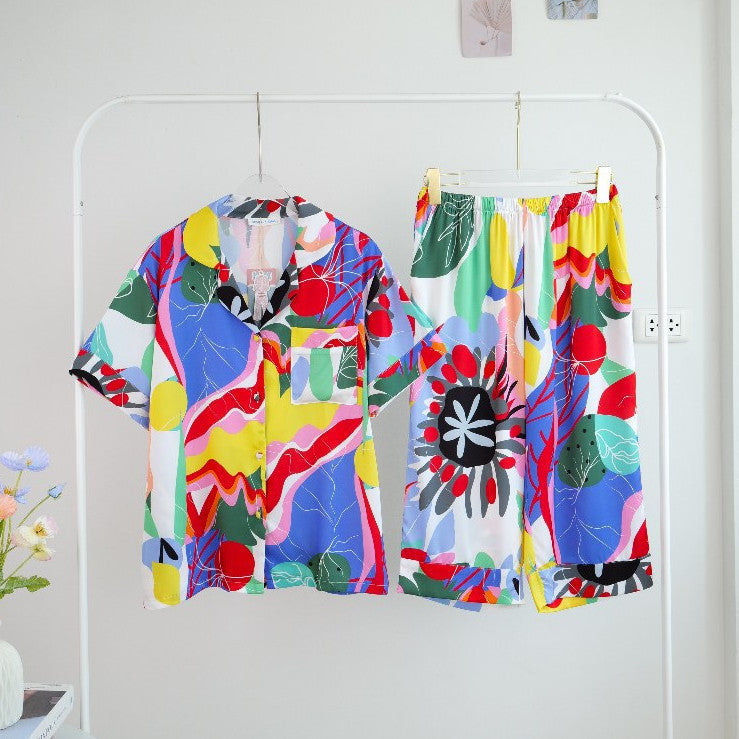 ชุดนอน Muslin Pajamas Silk Satin รุ่น Summer Tropic (N3087 L3087 T3087 P3087)