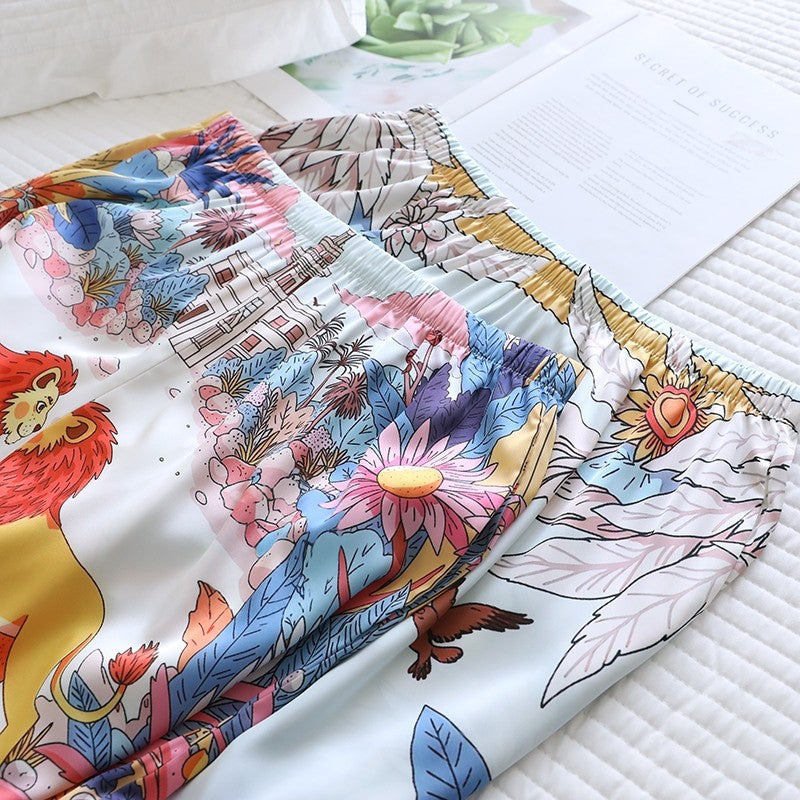 ชุดนอน Muslin Pajamas Silk Satin รุ่น Lion Lovers (N5120 T5120)|ชุดนอนผู้หญิง,ชุดนอนชุดเที่ยว