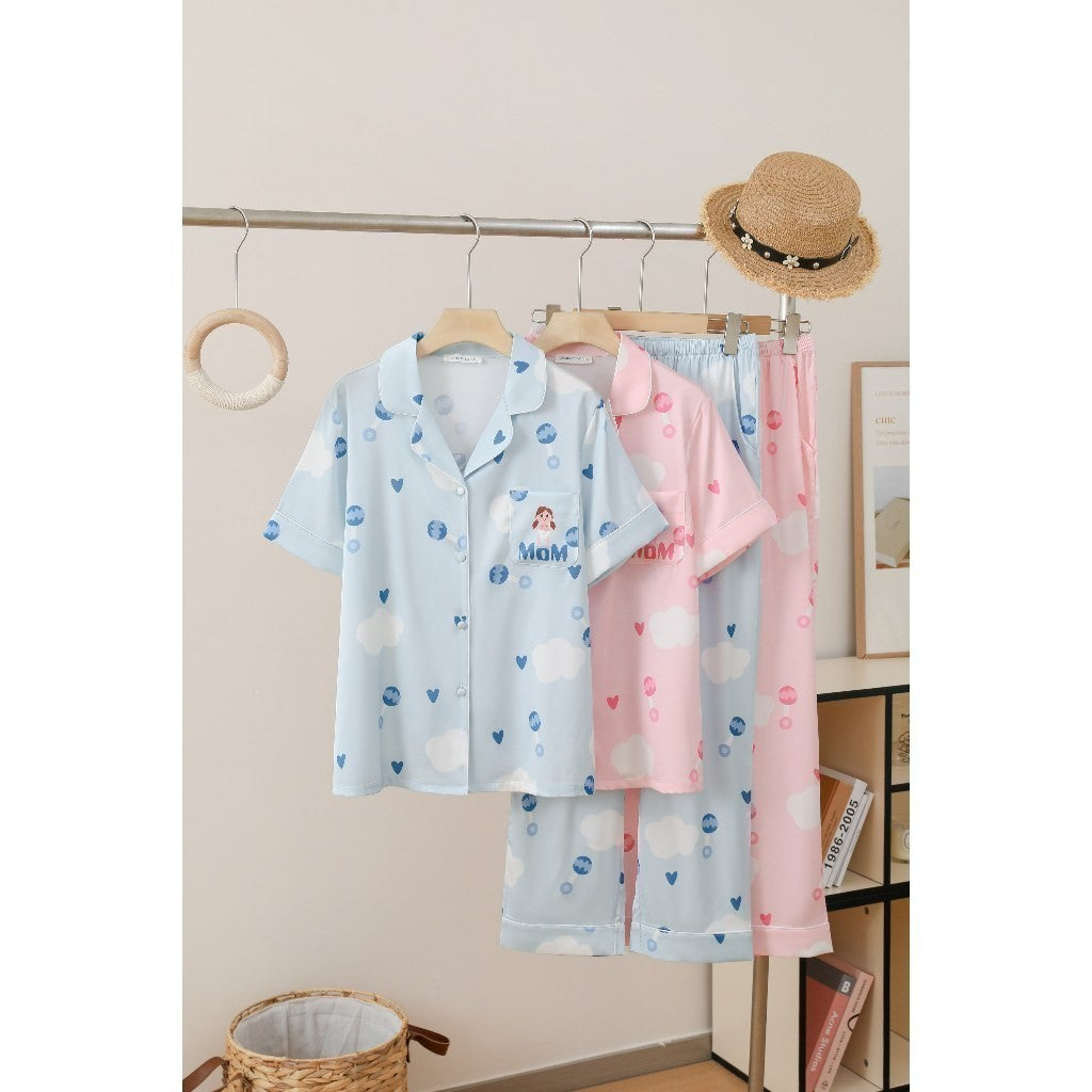 ชุดนอน ครอบครัว Muslin Pajamas ชุดนอน Silk Satin ( T4042 T4043 Y4043 )