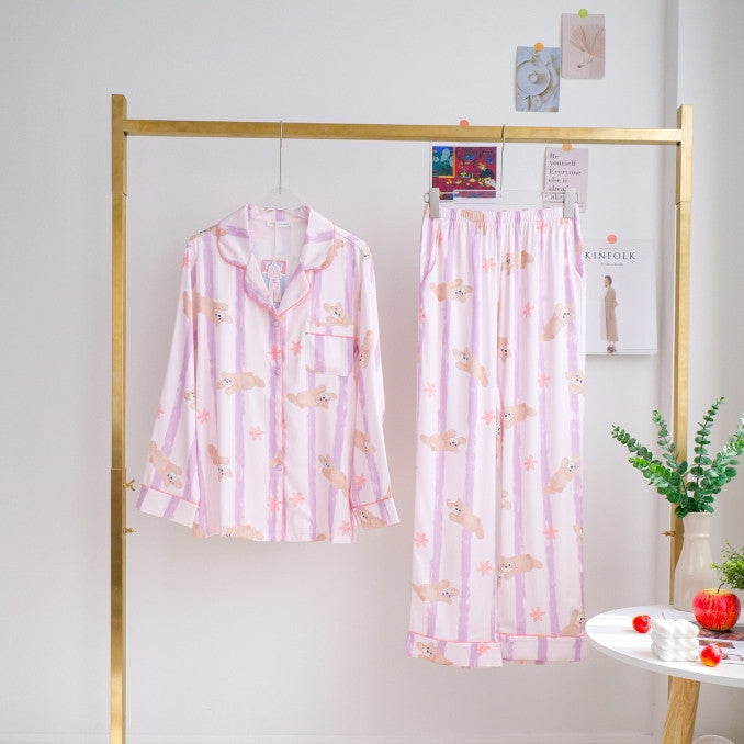 ชุดนอน Muslin Pajamas Silk Satin รุ่น BaBy Blue (P1251 T1251 P1252 T1252 )