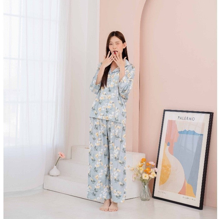 ชุดนอน Muslin Pajamas Silk Satin ( P969 )