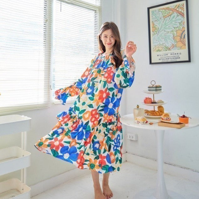 ชุดนอน Muslin Pajamas Silk Satin รุ่นดอกไม้หลากสี( K1101 L1101 N1101 R1101 T1101)|ชุดนอนผู้หญิง,ชุดนอนสายเดี่ยว