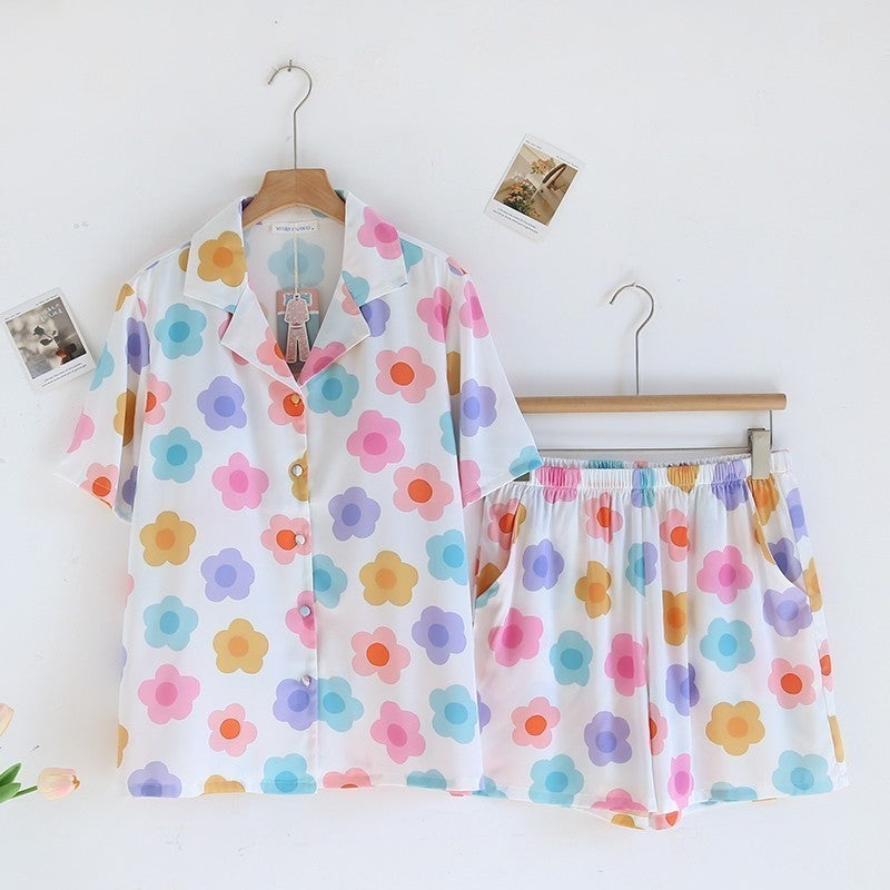 ชุดนอน Muslin Pajamas Silk Satin Support Bra รุ่นFloral Hues(N5096 T5096 K5096)ชุดนอนมีบราในตัว,ชุดนอนผู้หญิง