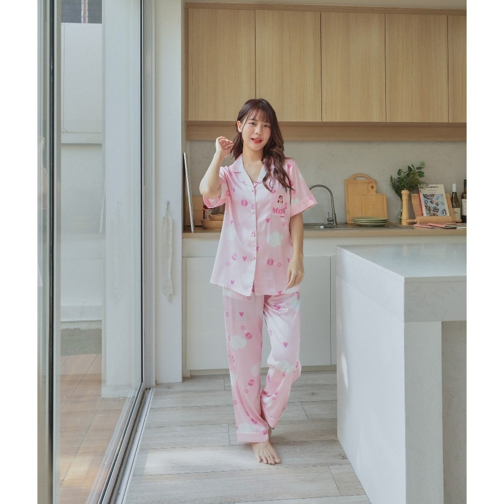 ชุดนอน ครอบครัว Muslin Pajamas ชุดนอน Silk Satin ( T4042 T4043 Y4043 )