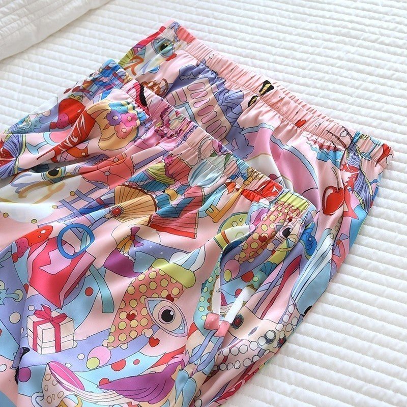 ชุดนอน Muslin Pajamas Silk Satin รุ่นสื่อรักกับโลกแฟชั่น (N5108 T5108)