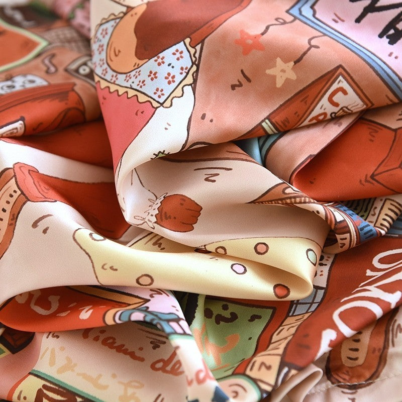 ชุดนอน Muslin Pajamas Silk Satin รุ่น Anime Street Dreams (W2123 V2123 L2123) | ชุดนอนชุดเที่ยว