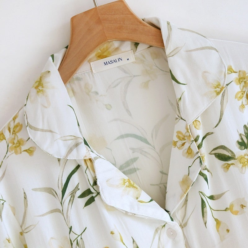 ชุดนอน Muslin Pajamas Organic bamboo รุ่น Flower Blue (A1016 B1016 E1016)|ชุดนอนผู้หญิง