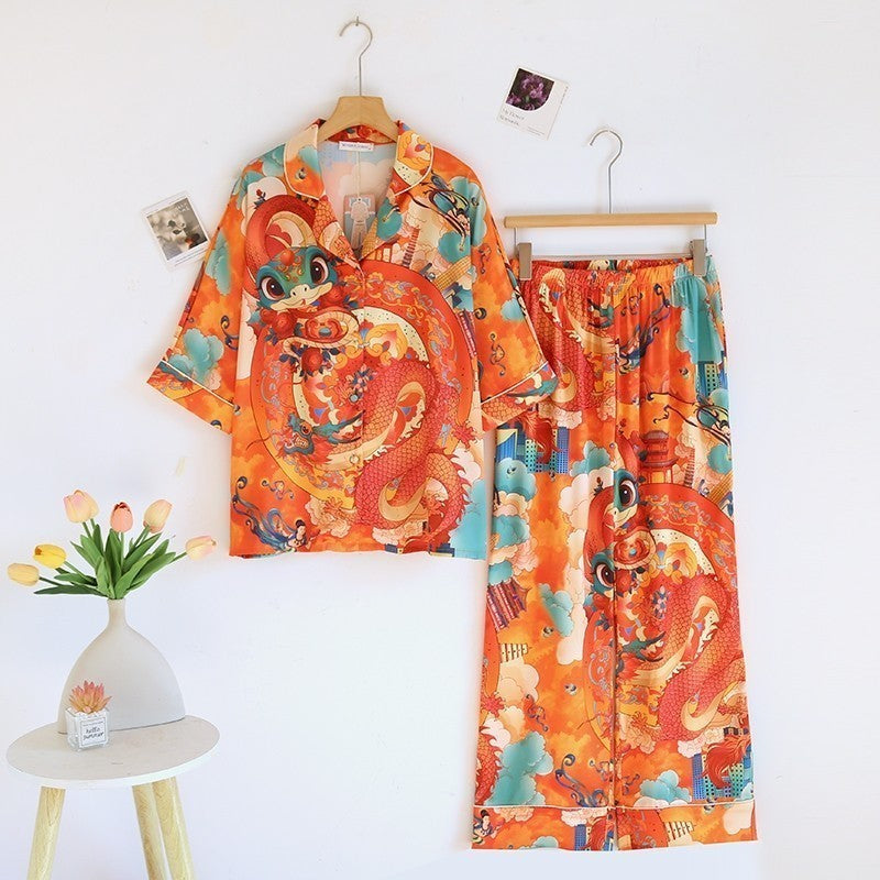 ชุดนอน Muslin Pajamas Silk Satin รุ่น (W2128 V2128)