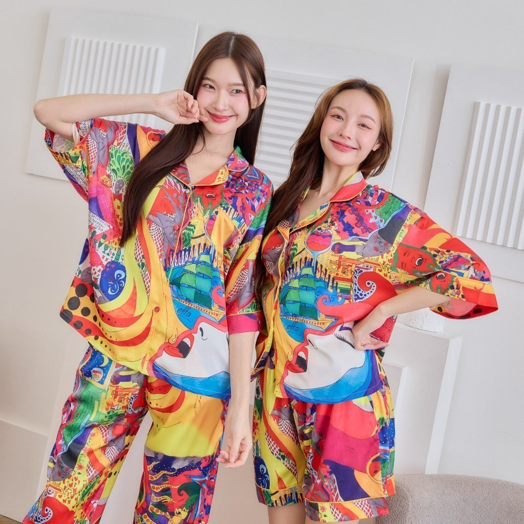 ชุดนอน Muslin Pajamas Silk Satin รุ่นLady face(W2077 V2077)|ชุดนอนผู้หญิง,ชุดนอนชุดเที่ยว