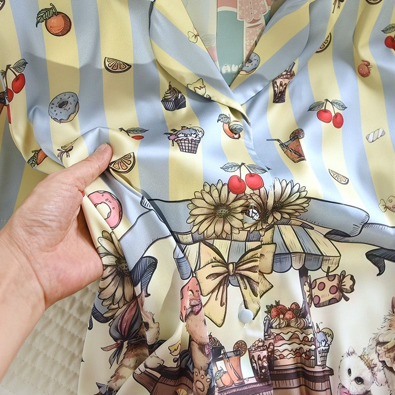 ชุดนอน Muslin Pajamas Silk Satin รุ่นPurrfe Cafe (N2149 T2149 L2149) | ชุดนอนผู้หญิง