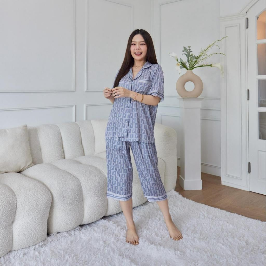 ชุดนอน Muslin Pajamas Silk Satin รุ่น Monogrey FF (N3034 T3034 P3034 L3034)