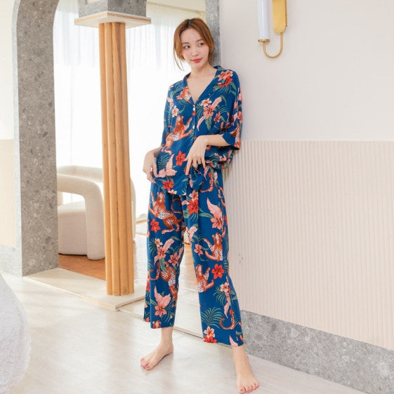 ชุดนอน Muslin Pajamas Organic bamboo รุ่น ดอกกุหลาบแดง กล้วยไม้ (G363 A363)|ชุดนอชุดเที่ยว,ชุดนอนผู้หญิง