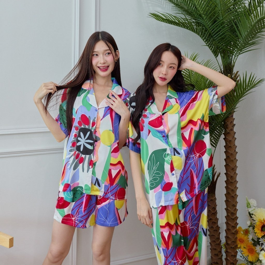 ชุดนอน Muslin Pajamas Silk Satin รุ่น Summer Tropic (N3087 L3087 T3087 P3087)