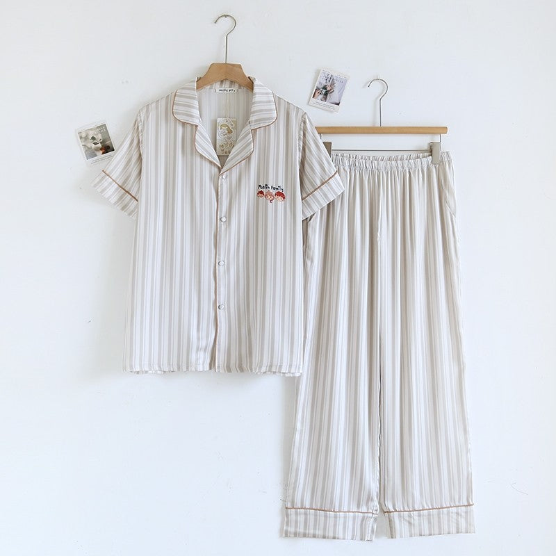 ชุดนอน MuslinPajamas CollectionMuslinPetรุ่นLight Gray Stripes (N3238 T3238 Y3238 Y3239 M3238)|ชุดนอนครอบครัว