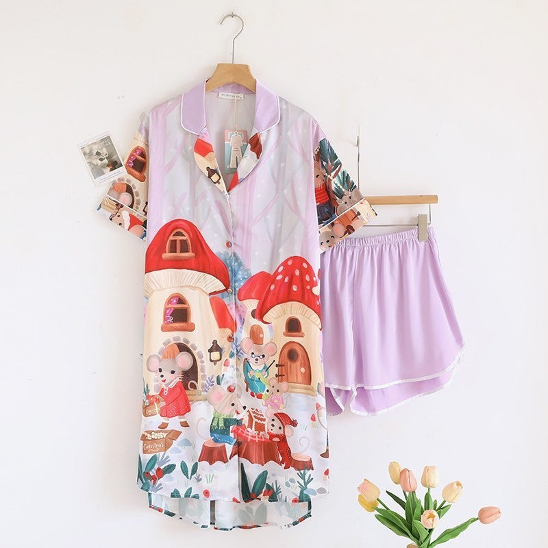 ชุดนอนMuslin Pajamas Silk Satin รุ่นMice Wonderland(W2133 V2133 K2133)|ชุดนอนผู้หญิง,ชุดนอนชุดเที่ยว