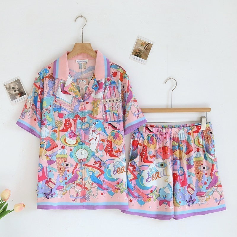 ชุดนอน Muslin Pajamas Silk Satin รุ่นสื่อรักกับโลกแฟชั่น (N5108 T5108)