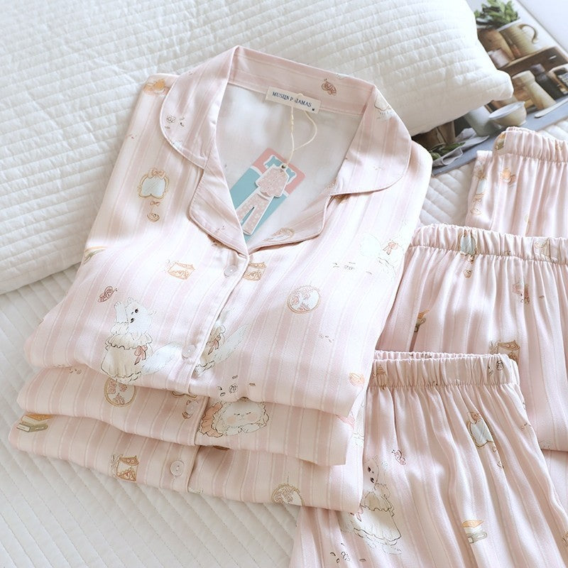 ชุดนอน Muslin Pajamas Organic bamboo รุ่นKitty Marshmallows(A1030 B1030 E1030)|ชุดนอนมีบรา